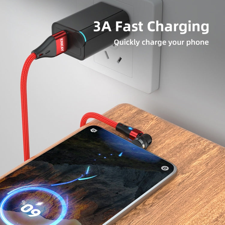 ENKAY 3 in 1 3A USB to Type-C / 8 Pin / Micro USB Magnetic 540 Degrees Rotating Fast Charging Cable, Length:2m(Black) - Charging Cable & Head by ENKAY | Online Shopping South Africa | PMC Jewellery | Buy Now Pay Later Mobicred