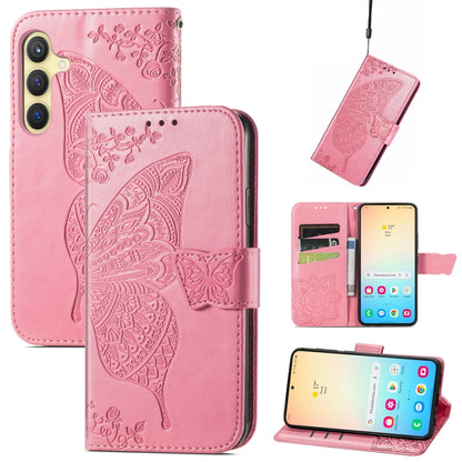 For Samsung Galaxy S24 5G Butterfly Love Flower Embossed Leather Phone Case(Pink) - Galaxy S24 5G Cases by PMC Jewellery | Online Shopping South Africa | PMC Jewellery