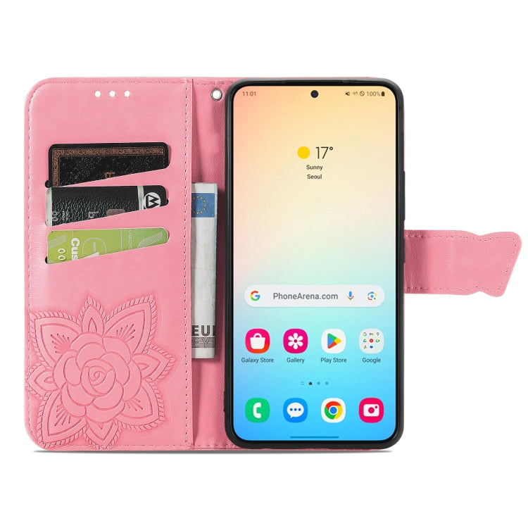 For Samsung Galaxy S24 5G Butterfly Love Flower Embossed Leather Phone Case(Pink) - Galaxy S24 5G Cases by PMC TechLife | Online Shopping South Africa | PMC TechLife