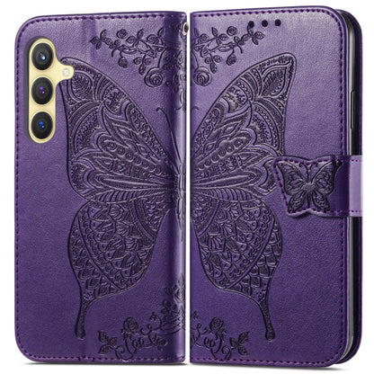 For Samsung Galaxy S24 5G Butterfly Love Flower Embossed Leather Phone Case(Dark Purple) - Galaxy S24 5G Cases by PMC Jewellery | Online Shopping South Africa | PMC Jewellery