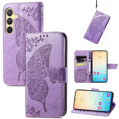 For Samsung Galaxy S24 5G Butterfly Love Flower Embossed Leather Phone Case(Light Purple) - Galaxy S24 5G Cases by PMC Jewellery | Online Shopping South Africa | PMC Jewellery