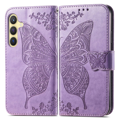 For Samsung Galaxy S24 5G Butterfly Love Flower Embossed Leather Phone Case(Light Purple) - Galaxy S24 5G Cases by PMC Jewellery | Online Shopping South Africa | PMC Jewellery