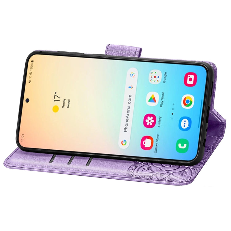 For Samsung Galaxy S24 5G Butterfly Love Flower Embossed Leather Phone Case(Light Purple) - Galaxy S24 5G Cases by PMC TechLife | Online Shopping South Africa | PMC TechLife
