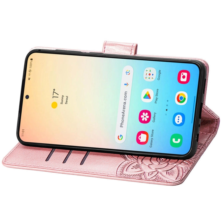 For Samsung Galaxy S24+ 5G Butterfly Love Flower Embossed Leather Phone Case(Rose Gold) - Galaxy S24+ 5G Cases by PMC TechLife | Online Shopping South Africa | PMC TechLife