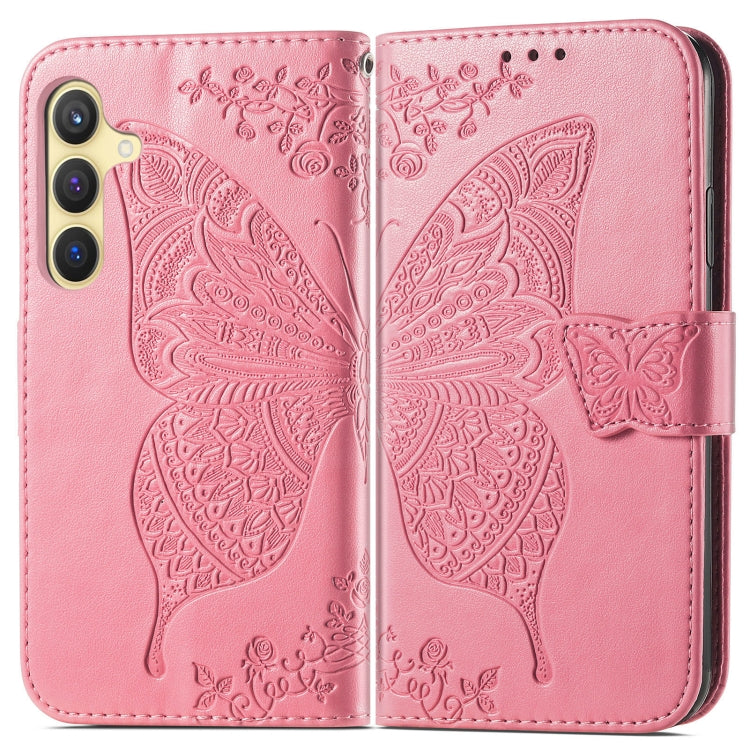 For Samsung Galaxy S24+ 5G Butterfly Love Flower Embossed Leather Phone Case(Pink) - Galaxy S24+ 5G Cases by PMC Jewellery | Online Shopping South Africa | PMC Jewellery