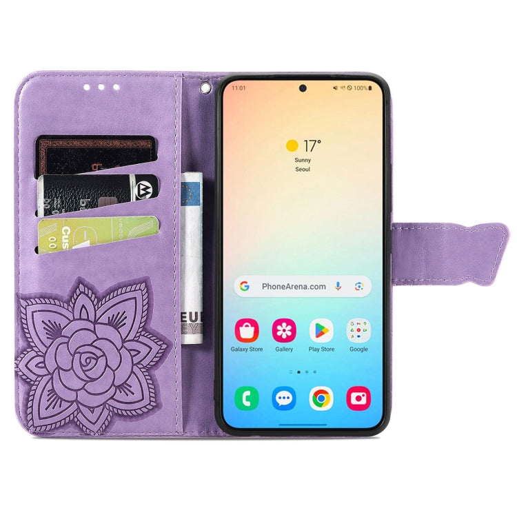 For Samsung Galaxy S24+ 5G Butterfly Love Flower Embossed Leather Phone Case(Light Purple) - Galaxy S24+ 5G Cases by PMC Jewellery | Online Shopping South Africa | PMC Jewellery