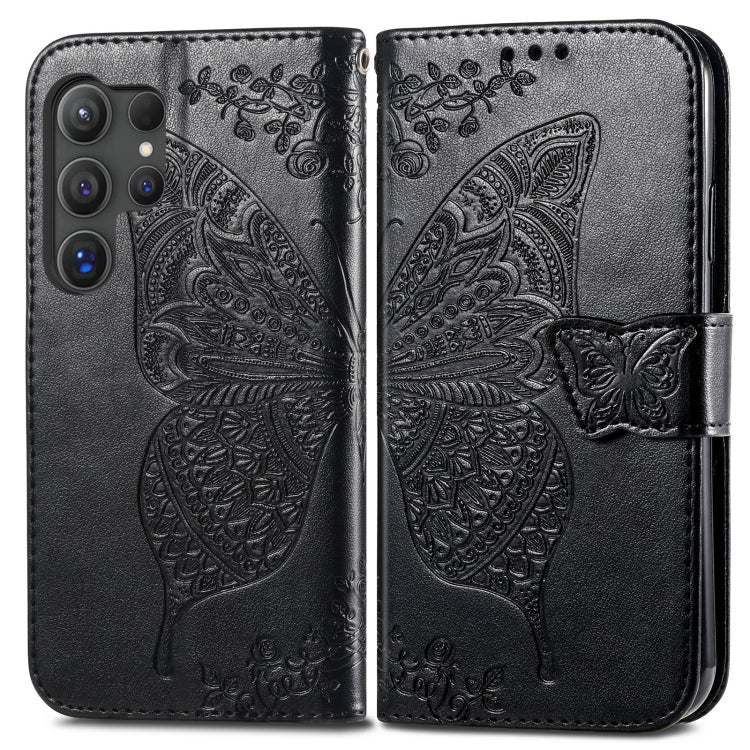 For Samsung Galaxy S24 Ultra 5G Butterfly Love Flower Embossed Leather Phone Case(Black) - Galaxy S24 Ultra 5G Cases by PMC Jewellery | Online Shopping South Africa | PMC Jewellery