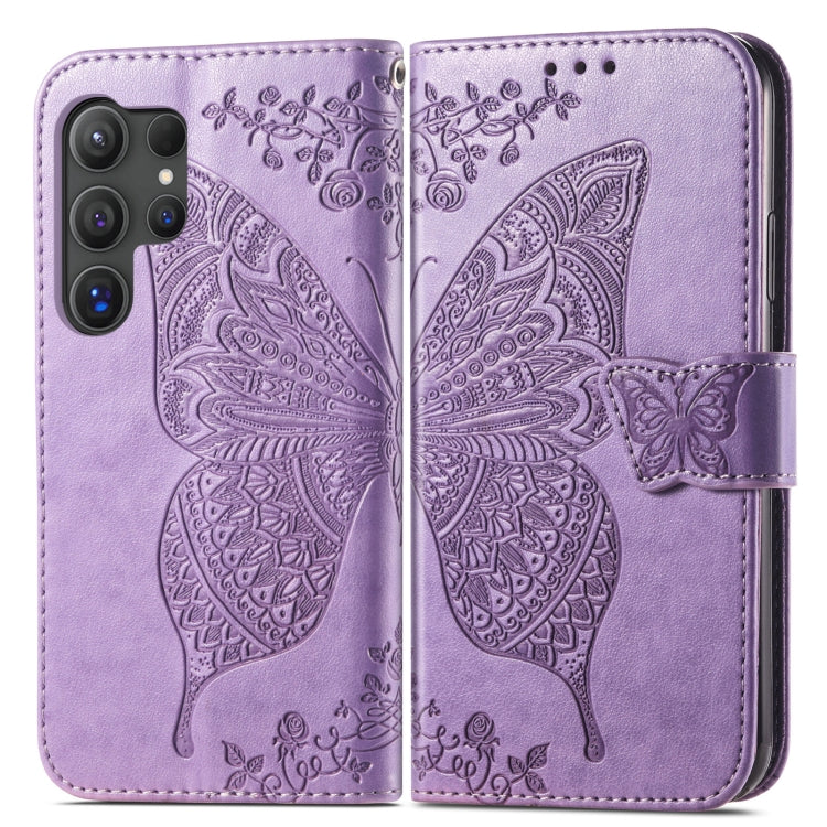 For Samsung Galaxy S24 Ultra 5G Butterfly Love Flower Embossed Leather Phone Case(Light Purple) - Galaxy S24 Ultra 5G Cases by PMC Jewellery | Online Shopping South Africa | PMC Jewellery