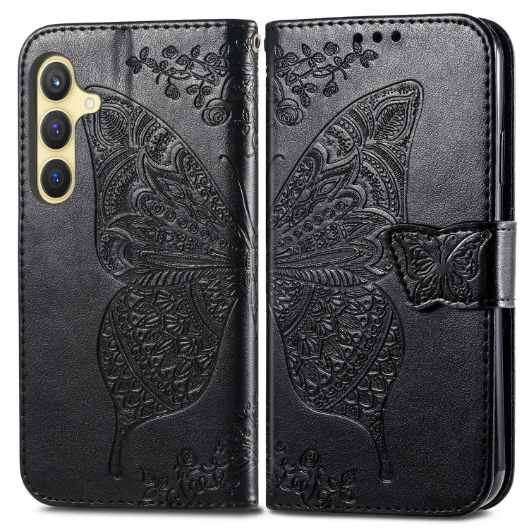 For Samsung Galaxy S25+ 5G Butterfly Love Flower Embossed Leather Phone Case(Black) - Galaxy S25+ 5G Cases by PMC Jewellery | Online Shopping South Africa | PMC Jewellery | Buy Now Pay Later Mobicred