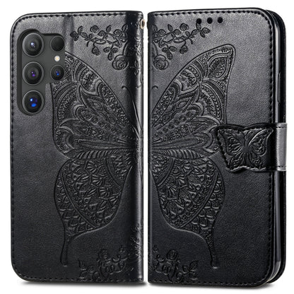 For Samsung Galaxy S25 Ultra 5G Butterfly Love Flower Embossed Leather Phone Case(Black) - Galaxy S25 Ultra 5G Cases by PMC Jewellery | Online Shopping South Africa | PMC Jewellery | Buy Now Pay Later Mobicred