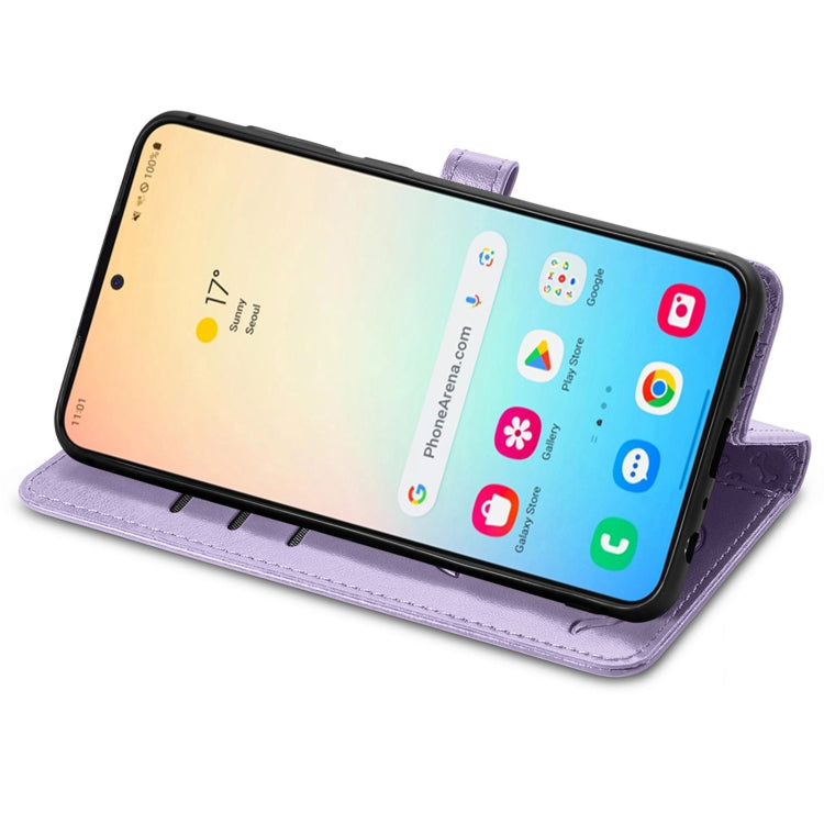 For Samsung Galaxy S25 5G Cat and Dog Embossed Leather Phone Case(Purple) - Galaxy S25 5G Cases by PMC Jewellery | Online Shopping South Africa | PMC Jewellery | Buy Now Pay Later Mobicred