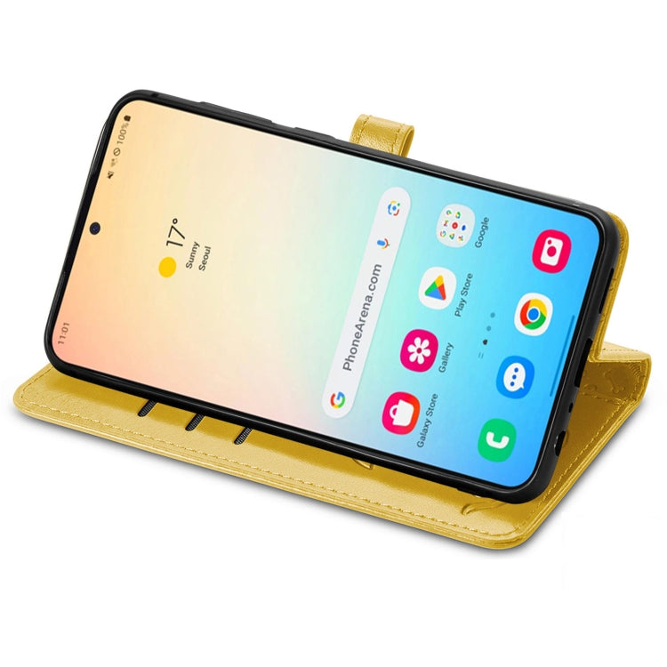For Samsung Galaxy S25 Ultra 5G Cat and Dog Embossed Leather Phone Case(Yellow) - Galaxy S25 Ultra 5G Cases by PMC Jewellery | Online Shopping South Africa | PMC Jewellery | Buy Now Pay Later Mobicred