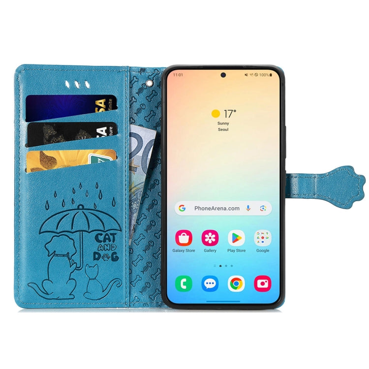 For Samsung Galaxy S25 Ultra 5G Cat and Dog Embossed Leather Phone Case(Blue) - Galaxy S25 Ultra 5G Cases by PMC Jewellery | Online Shopping South Africa | PMC Jewellery | Buy Now Pay Later Mobicred