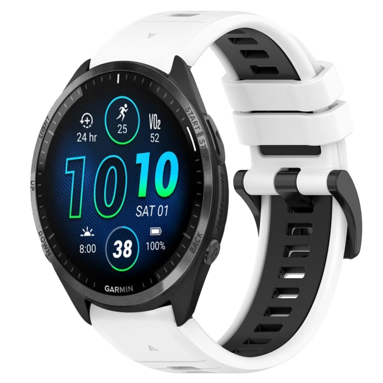 For Garmin Forerunner 965 22mm Sports Two-Color Silicone Watch Band(White+Black) - Watch Bands by PMC TechLife | Online Shopping South Africa | PMC TechLife