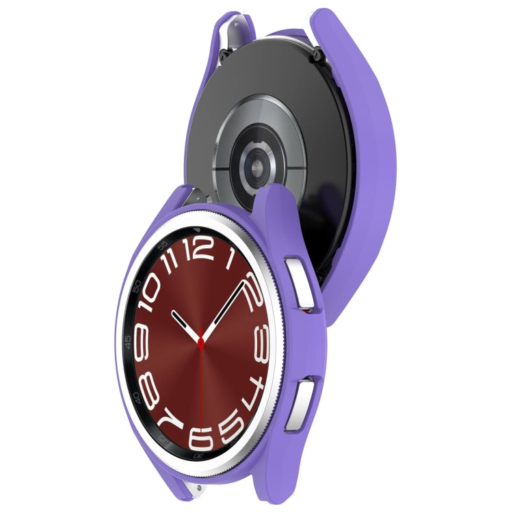 For Samsung Galaxy Watch 6 Classic 43mm Half Coverage Hollow PC Watch Protective Case(Purple) - Watch Cases by PMC Jewellery | Online Shopping South Africa | PMC Jewellery