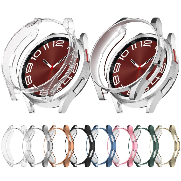 For Samsung Galaxy Watch6 Classic 47mm Electroplated TPU Half Pack Hollow Watch Protective Case(Transparent) - Watch Cases by PMC TechLife | Online Shopping South Africa | PMC TechLife