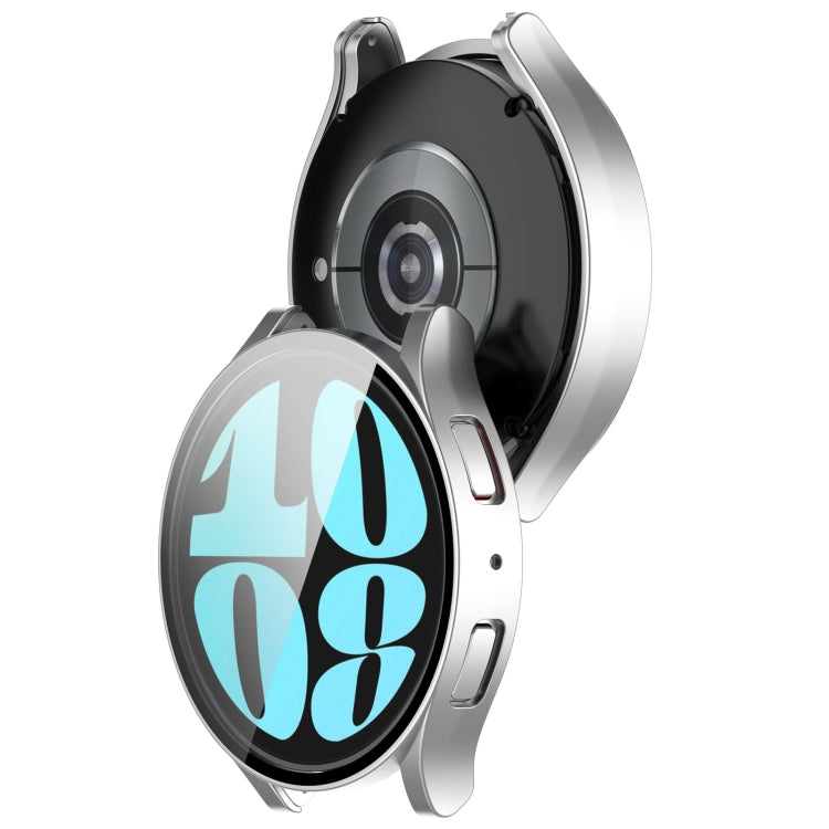 For Samsung Galaxy Watch6 44mm PC + Tempered Film Integrated Watch Protective Case(Silver) - Watch Cases by PMC TechLife | Online Shopping South Africa | PMC TechLife