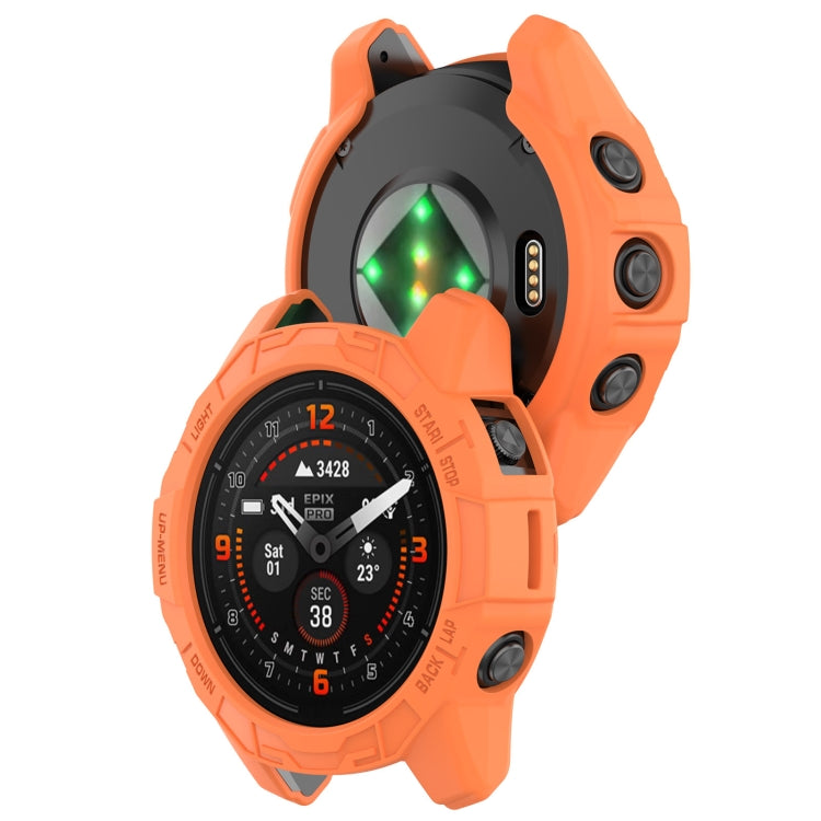 For Garmin Epix Pro 51mm / Fenix 7X / 7X Pro Armored TPU Half Wrapped Watch Protective Case(Orange) - Watch Cases by PMC Jewellery | Online Shopping South Africa | PMC Jewellery