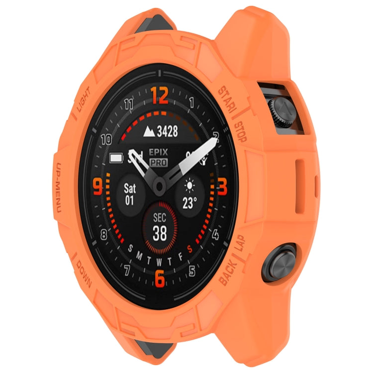 For Garmin Epix Pro 47mm / Fenix 7 / 7 Pro Armored TPU Half Wrapped Watch Protective Case(Orange) - Watch Cases by PMC Jewellery | Online Shopping South Africa | PMC Jewellery