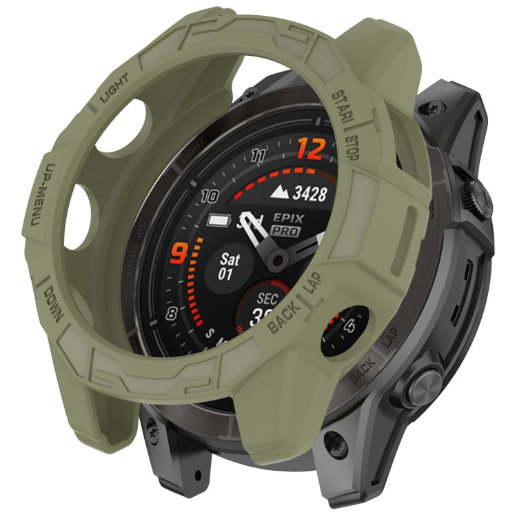 For Garmin Epix Pro / Epix Pro Gen 2 47mm / Fenix 7 / 7 Pro Armored TPU Half Wrapped Watch Protective Case(Green) - free shipping - PMC TechLife - Order now!