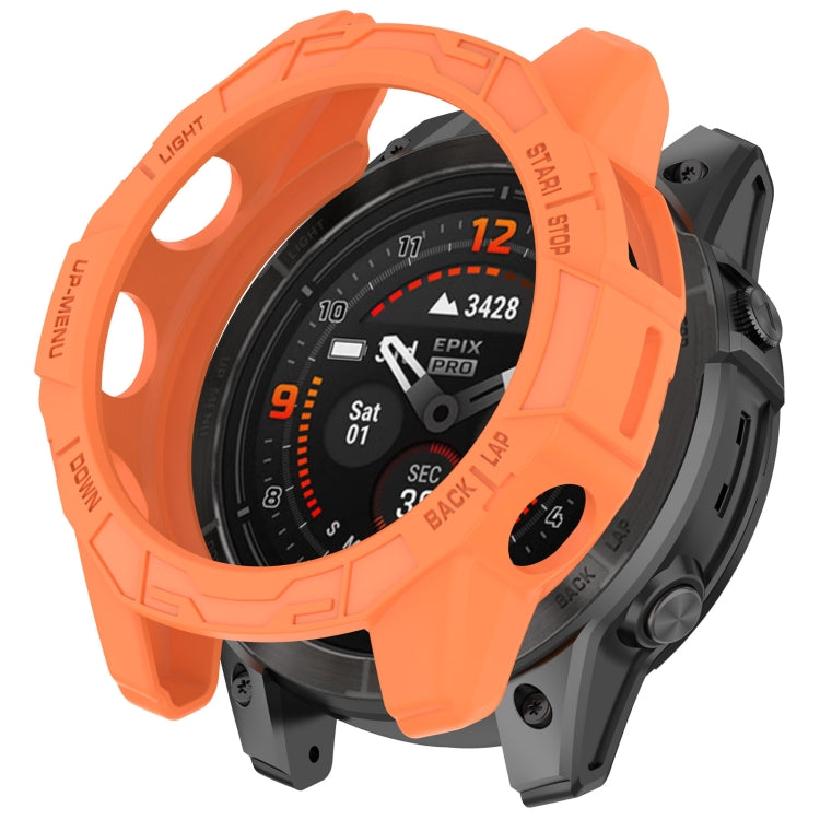 For Garmin Epix Pro 42mm / Fenix 7S / 7S Pro Armored TPU Half Wrapped Watch Protective Case(Orange) - Watch Cases by PMC TechLife | Online Shopping South Africa | PMC TechLife