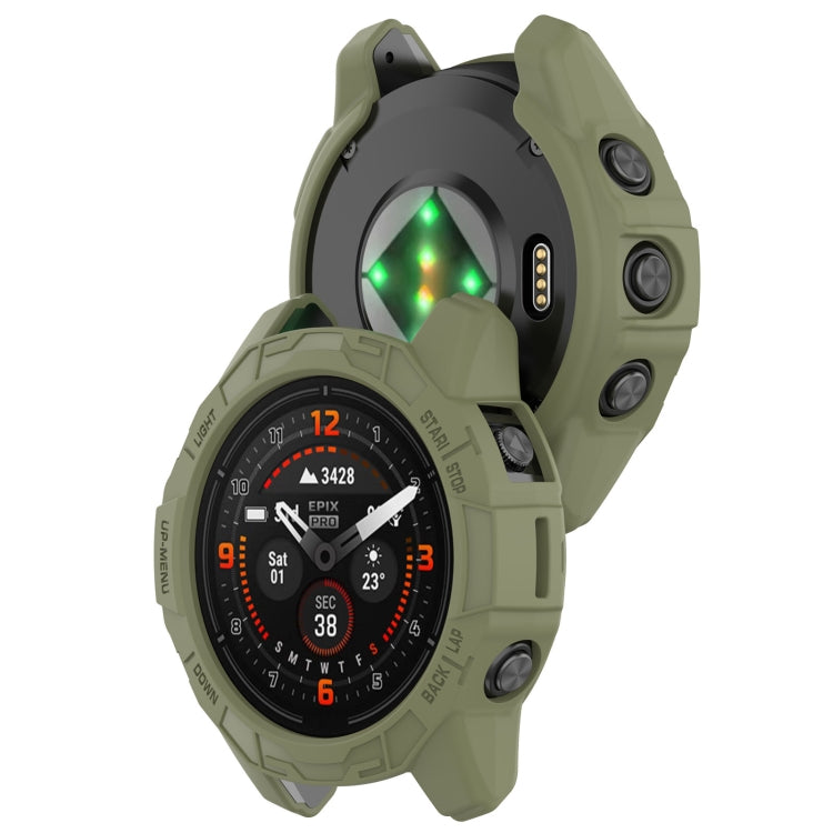 For Garmin Epix Pro / Epix Pro Gen 2 42mm / Fenix 7S / 7S Pro Armored TPU Half Wrapped Watch Protective Case(Green) - Watch Cases by PMC TechLife | Online Shopping South Africa | PMC TechLife | Buy Now Pay Later Mobicred