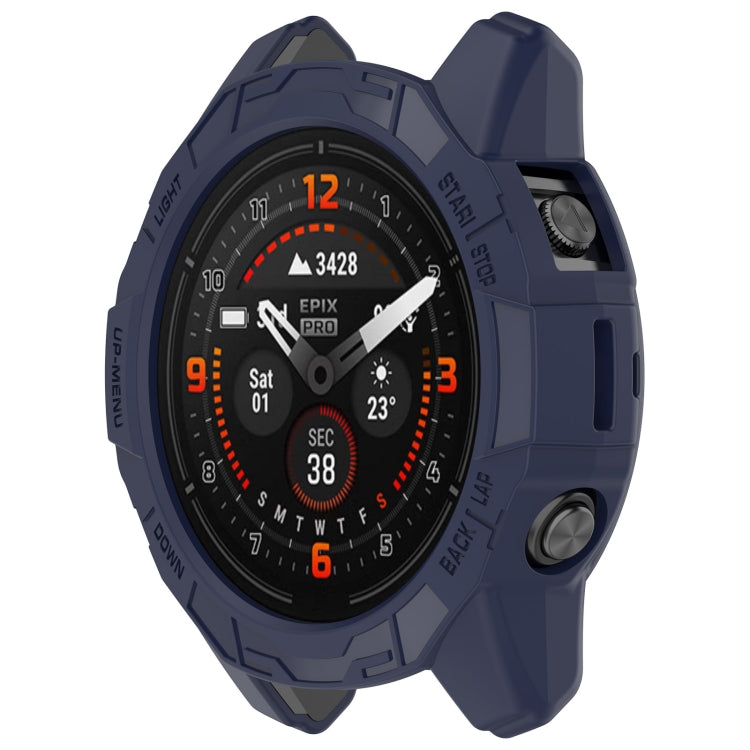 For Garmin Epix Pro 42mm / Fenix 7S / 7S Pro Armored TPU Half Wrapped Watch Protective Case(Blue) - Watch Cases by PMC TechLife | Online Shopping South Africa | PMC TechLife