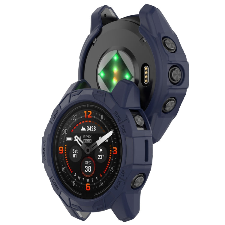For Garmin Epix Pro 42mm / Fenix 7S / 7S Pro Armored TPU Half Wrapped Watch Protective Case(Blue) - Watch Cases by PMC TechLife | Online Shopping South Africa | PMC TechLife