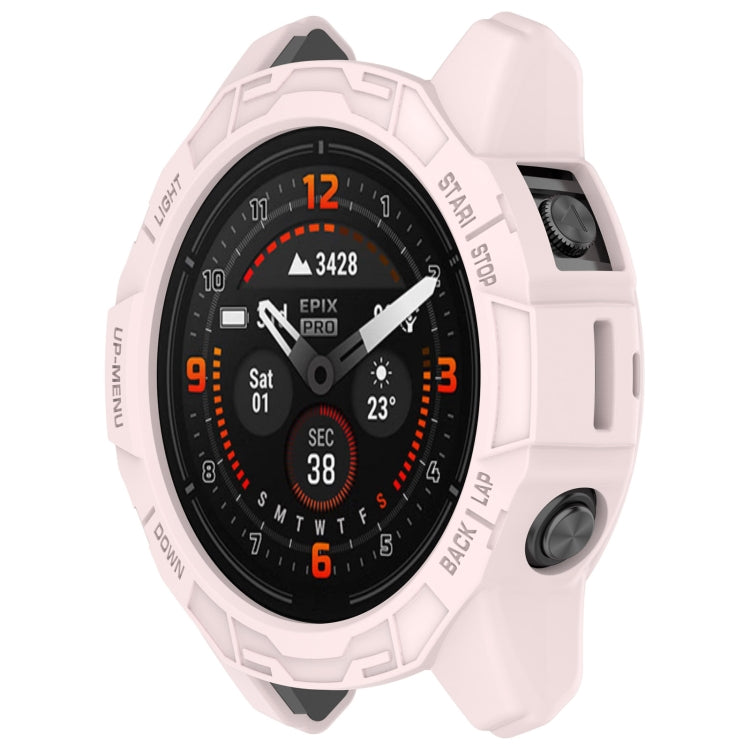 For Garmin Epix Pro / Epix Pro Gen 2 42mm / Fenix 7S / 7S Pro Armored TPU Half Wrapped Watch Protective Case(Pink) - Watch Cases by PMC TechLife | Online Shopping South Africa | PMC TechLife | Buy Now Pay Later Mobicred