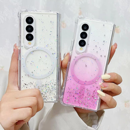 For Samsung Galaxy Z Fold3 Magsafe Glitter TPU Phone Protective Case(White) - Galaxy Phone Cases by PMC Jewellery | Online Shopping South Africa | PMC Jewellery