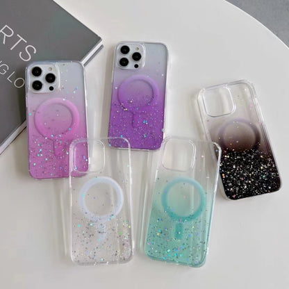 For iPhone 12 Pro Max MagSafe Glitter Hybrid Clear TPU Phone Case(White) - iPhone 12 Pro Max Cases by PMC Jewellery | Online Shopping South Africa | PMC Jewellery