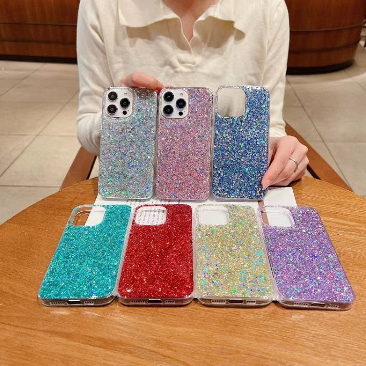 For iPhone 16e Glitter Sequins Epoxy TPU Phone Case(Purple) - iPhone 16e Cases by PMC TechLife | Online Shopping South Africa | PMC TechLife | Buy Now Pay Later Mobicred