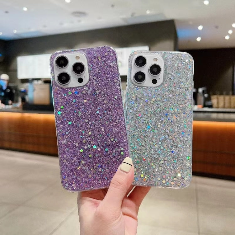 For iPhone 16e Glitter Sequins Epoxy TPU Phone Case(Purple) - iPhone 16e Cases by PMC TechLife | Online Shopping South Africa | PMC TechLife | Buy Now Pay Later Mobicred