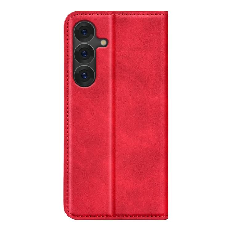 For Samsung Galaxy S25 5G Retro-skin Magnetic Suction Leather Phone Case(Red) - Galaxy S25 5G Cases by PMC Jewellery | Online Shopping South Africa | PMC Jewellery | Buy Now Pay Later Mobicred