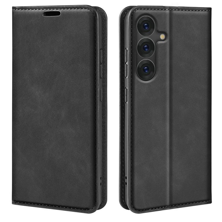 For Samsung Galaxy S25+ 5G Retro-skin Magnetic Suction Leather Phone Case(Black) - Galaxy S25+ 5G Cases by PMC Jewellery | Online Shopping South Africa | PMC Jewellery | Buy Now Pay Later Mobicred