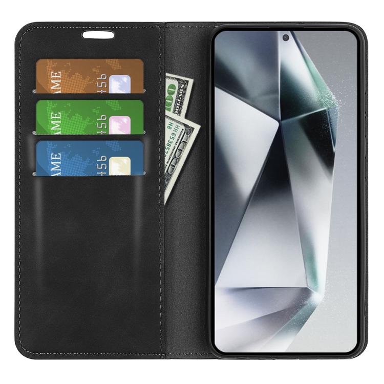 For Samsung Galaxy S25 Ultra 5G Retro-skin Magnetic Suction Leather Phone Case(Black) - Galaxy S25 Ultra 5G Cases by PMC Jewellery | Online Shopping South Africa | PMC Jewellery | Buy Now Pay Later Mobicred