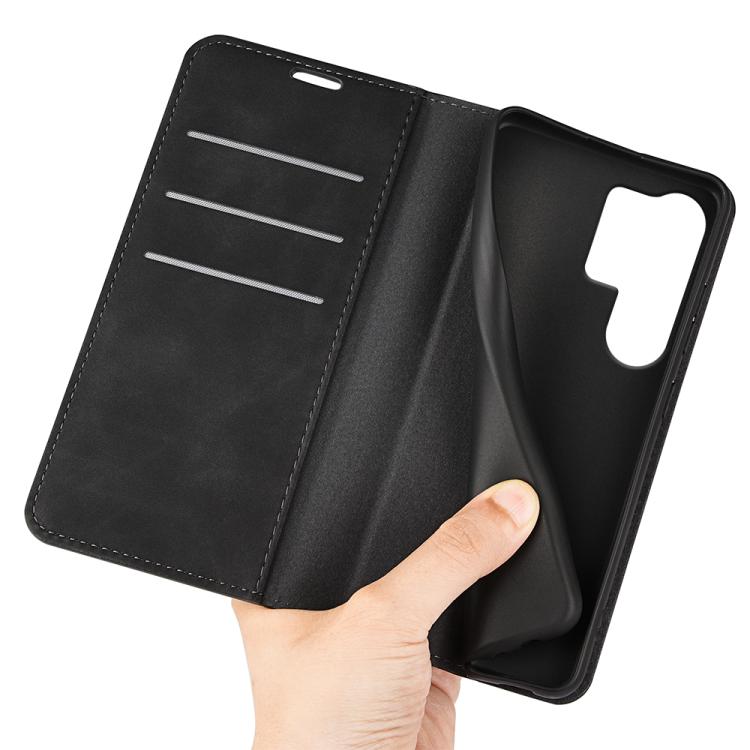For Samsung Galaxy S25 Ultra 5G Retro-skin Magnetic Suction Leather Phone Case(Black) - Galaxy S25 Ultra 5G Cases by PMC Jewellery | Online Shopping South Africa | PMC Jewellery | Buy Now Pay Later Mobicred