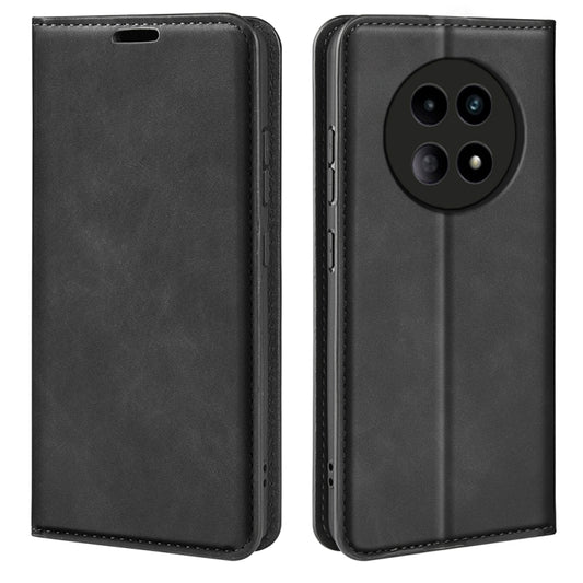 For Realme 12 5G Retro-skin Magnetic Suction Leather Phone Case(Black) - Realme Cases by PMC Jewellery | Online Shopping South Africa | PMC Jewellery | Buy Now Pay Later Mobicred