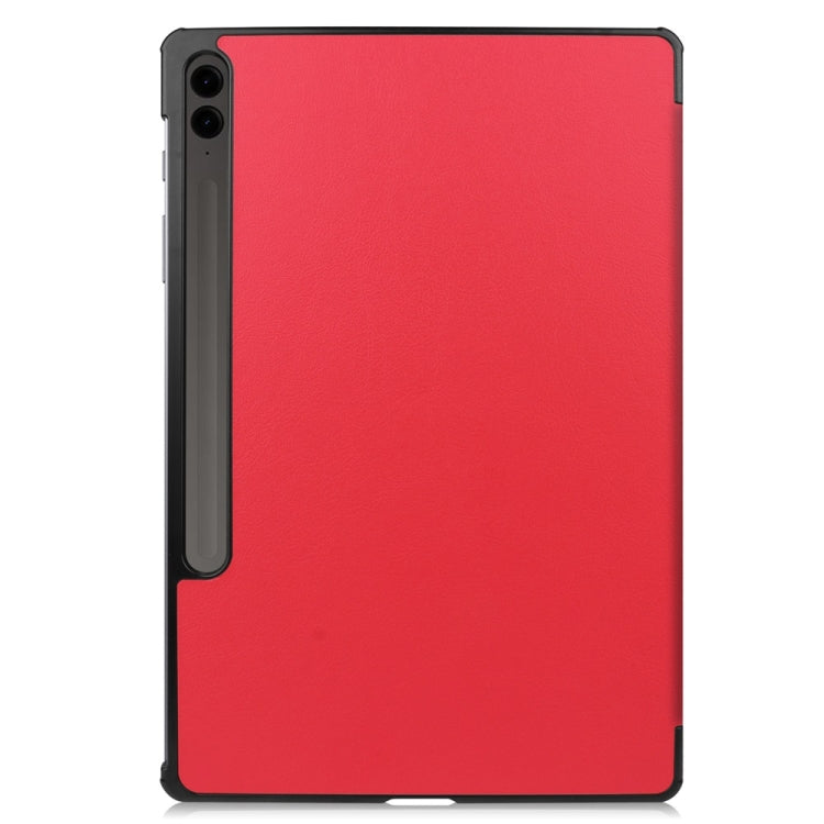 For Samsung Galaxy Tab S9 FE+ 12.4 JUNSUNMAY Custer Solid Color 3-Fold Stand Leather Smart Tablet Case(Red) - Galaxy Tab S9 FE+ by JUNSUNMAY | Online Shopping South Africa | PMC Jewellery | Buy Now Pay Later Mobicred