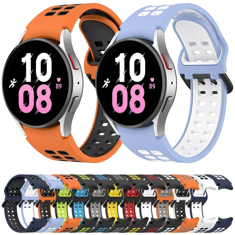 For Samsung  Galaxy Watch 4 Classic 42mm Two-Color Breathable Silicone Watch Band(Light Blue + White) - Watch Bands by PMC Jewellery | Online Shopping South Africa | PMC Jewellery