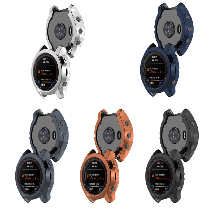 For Garmin Fenix 7S Pro Half Package Electroplated TPU Watch Protective Case(Black) - Watch Cases by PMC Jewellery | Online Shopping South Africa | PMC Jewellery