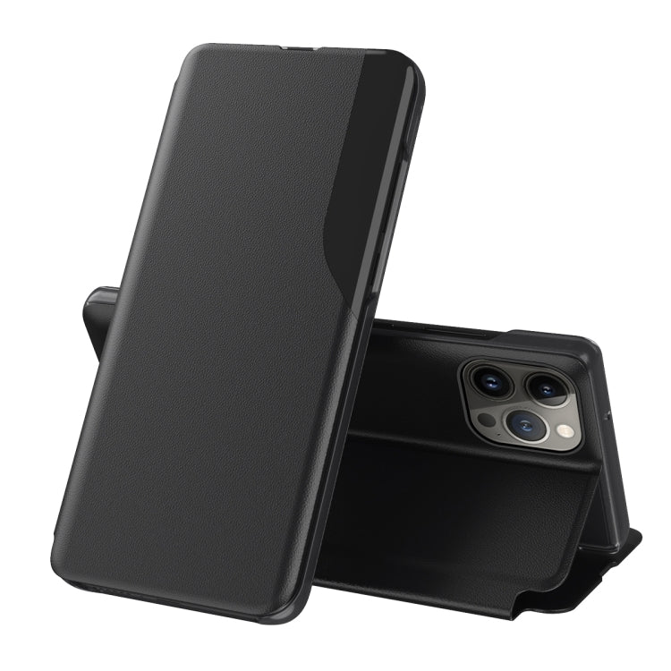 For iPhone 16 Pro Max Side Display Flip Leather Phone Case(Black) - More iPhone Cases by PMC TechLife | Online Shopping South Africa | PMC TechLife | Buy Now Pay Later Mobicred