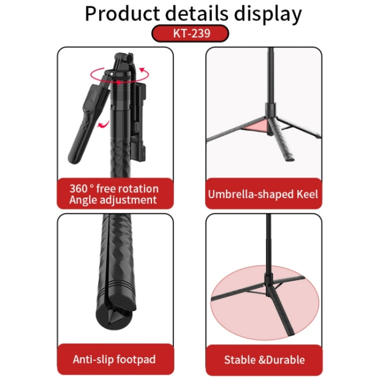 JMARY KT239 Rotation Design Camera Mount Holder 1.75m Telescopic Phone Selfie Stick Tripod - Tripods by Jmary | Online Shopping South Africa | PMC TechLife | Buy Now Pay Later Mobicred