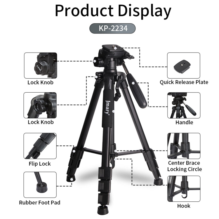 JMARY KP2234 Telescopic Aluminum Alloy SLR Camera Phone Live Streaming  Photography Tripod(Red) - free shipping - PMC TechLife - Order now!