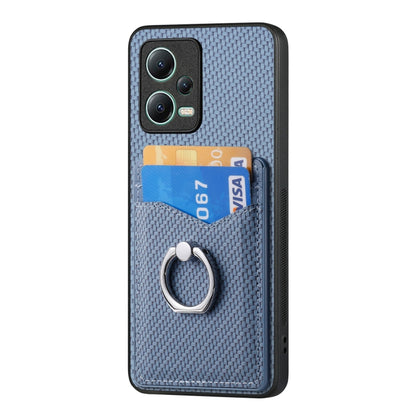 For Xiaomi 13 Lite Carbon Fiber Card Wallet Ring Holder Phone Case(Blue) - 13 Lite Cases by PMC Jewellery | Online Shopping South Africa | PMC Jewellery | Buy Now Pay Later Mobicred