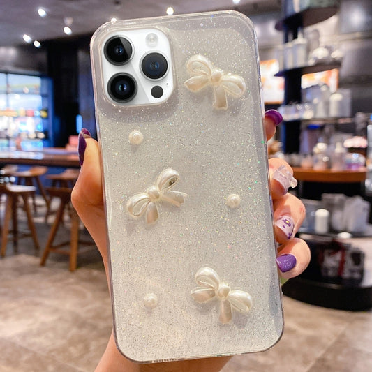 For iPhone 16 Pro Pearl Bow Glitter Epoxy TPU Phone Case(Three Knots) - iPhone 16 Pro Cases by PMC Jewellery | Online Shopping South Africa | PMC Jewellery | Buy Now Pay Later Mobicred