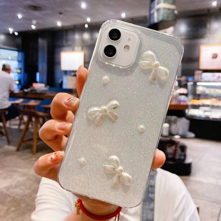 For iPhone 16e Pearl Bow Glitter Epoxy TPU Phone Case(Three Knots) - iPhone 16e Cases by PMC TechLife | Online Shopping South Africa | PMC TechLife | Buy Now Pay Later Mobicred