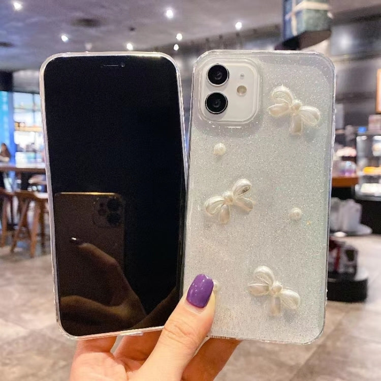 For iPhone 16e Pearl Bow Glitter Epoxy TPU Phone Case(Three Knots) - iPhone 16e Cases by PMC TechLife | Online Shopping South Africa | PMC TechLife | Buy Now Pay Later Mobicred