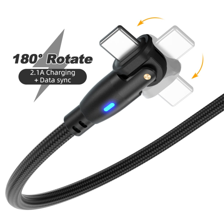 ENKAY 180 Degrees Rotating USB to 8 Pin Charging Data Cable with LED Light, Length:1m(Black) - Normal Style Cable by ENKAY | Online Shopping South Africa | PMC Jewellery | Buy Now Pay Later Mobicred