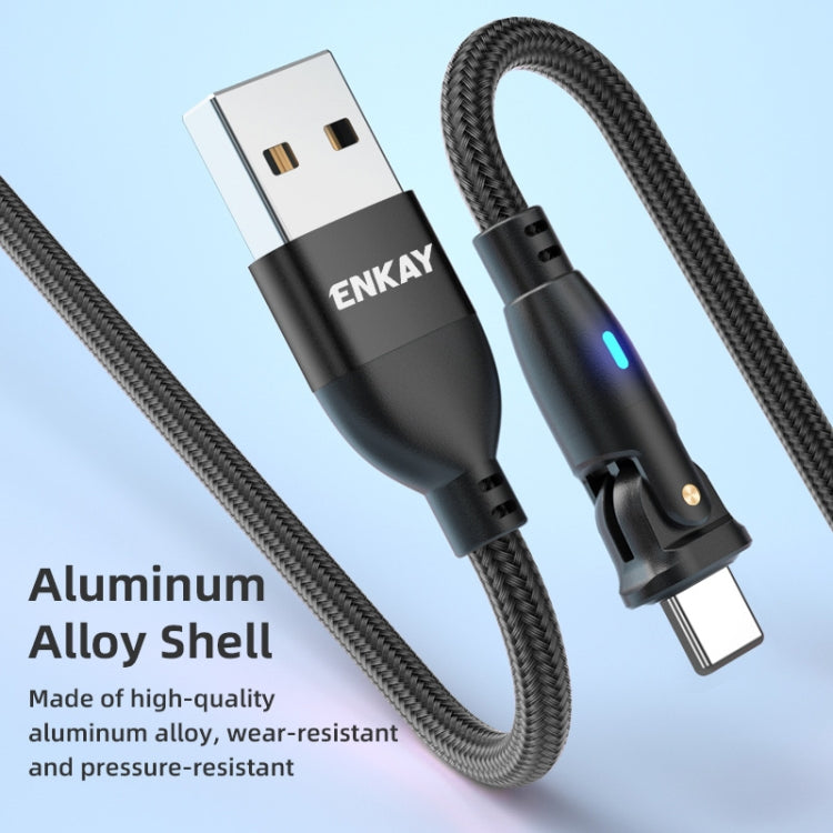 ENKAY 180 Degrees Rotating USB to 8 Pin Charging Data Cable with LED Light, Length:1m(Red) - Normal Style Cable by ENKAY | Online Shopping South Africa | PMC Jewellery | Buy Now Pay Later Mobicred